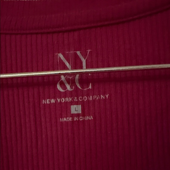 New York & Company Women's V-Neck Long Sleeve Top - Rich Burgundy - Picture 2 of 5